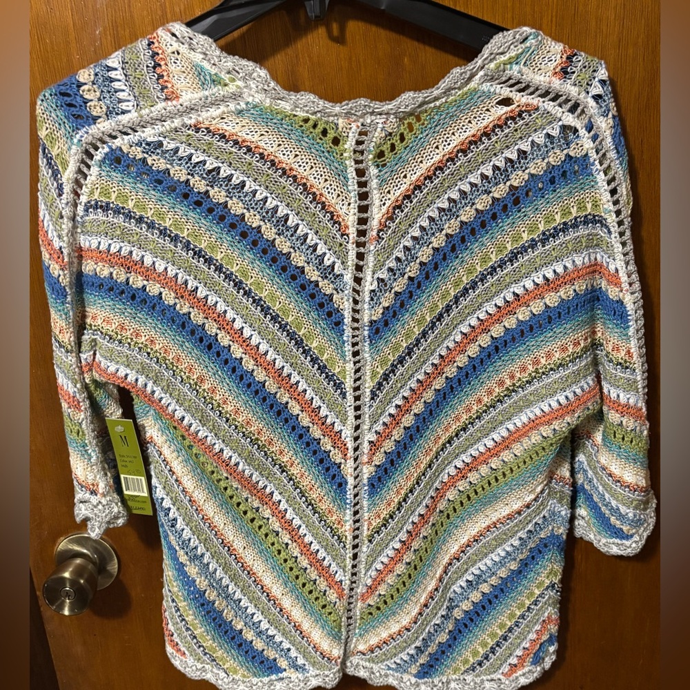 Nic and zoe multicolor kimono poncho shrug open chunky crochet colorway luxury - Picture 2 of 6